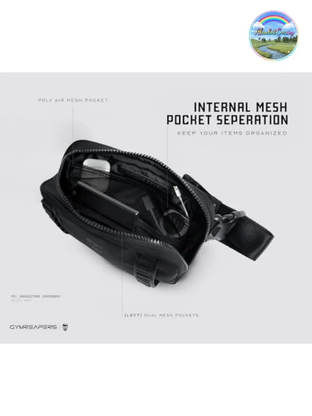 Waterproof Crossbody Sling Bag with Hidden Pocket Adjustable Strap Travel
